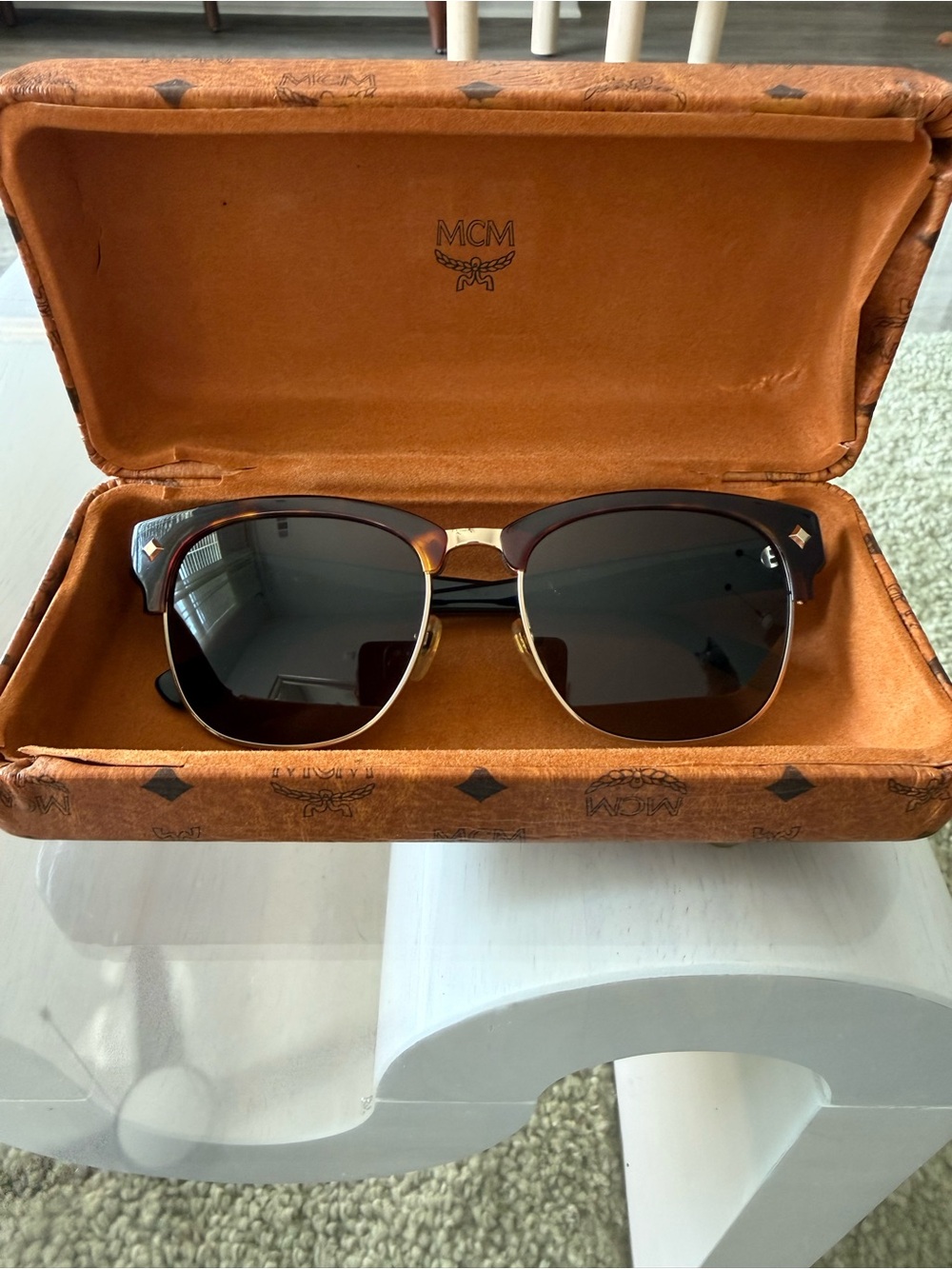 MCM Brown Tortoiseshell Sunglasses with Gold Accents